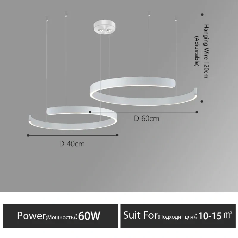 Nordic Rings Pendant Chandelier Lamp Modern Minimalist Dining Living Room Central Dining Table Lighting Hanging Suspen Fixtures
