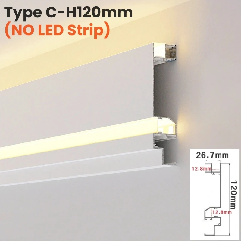 Up Down Glowing LED Aluminum Profile Ceiling Top Corner Channel Backlight Wall Washing Living Room Decor Linear Bar Strip Lights