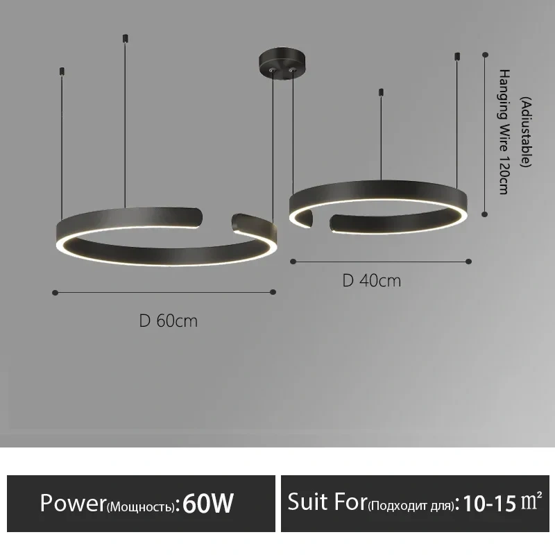 Nordic Rings Pendant Chandelier Lamp Modern Minimalist Dining Living Room Central Dining Table Lighting Hanging Suspen Fixtures