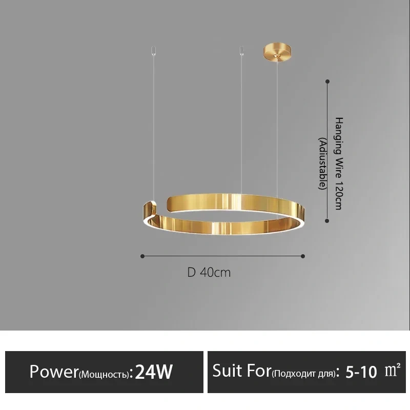 Nordic Rings Pendant Chandelier Lamp Modern Minimalist Dining Living Room Central Dining Table Lighting Hanging Suspen Fixtures