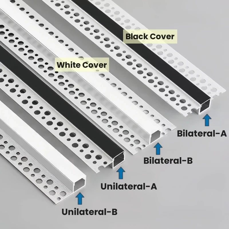 Borderless Ceiling Edge LED Aluminum Profile Recessed Embedded Channel Black Diffuser Wall Floor Stair Bathroom Bar Strip Lights
