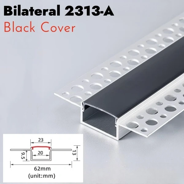Borderless Ceiling Edge LED Aluminum Profile Recessed Embedded Channel Black Diffuser Wall Floor Stair Bathroom Bar Strip Lights