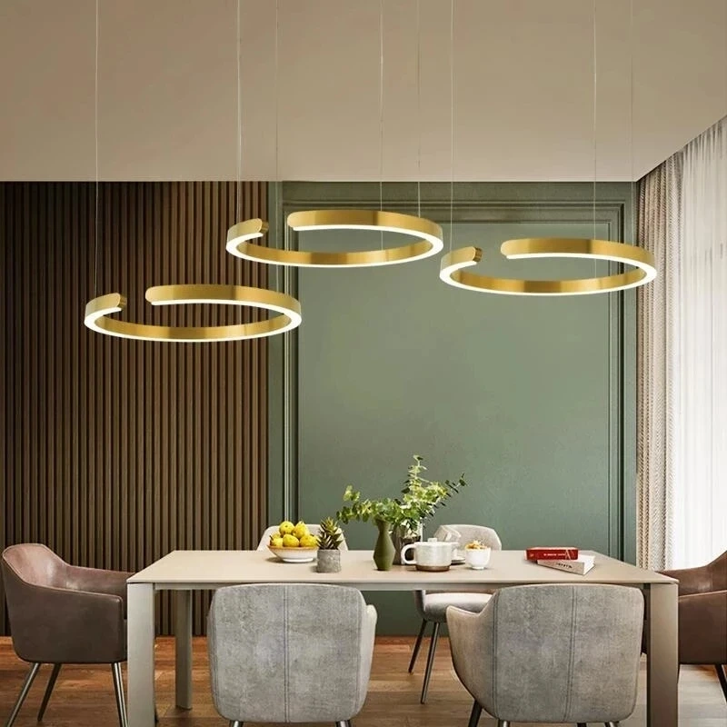 Nordic Rings Pendant Chandelier Lamp Modern Minimalist Dining Living Room Central Dining Table Lighting Hanging Suspen Fixtures