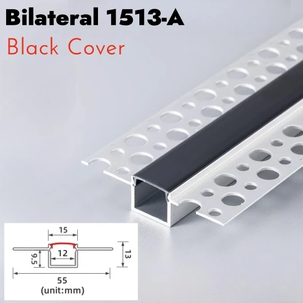 Borderless Ceiling Edge LED Aluminum Profile Recessed Embedded Channel Black Diffuser Wall Floor Stair Bathroom Bar Strip Lights