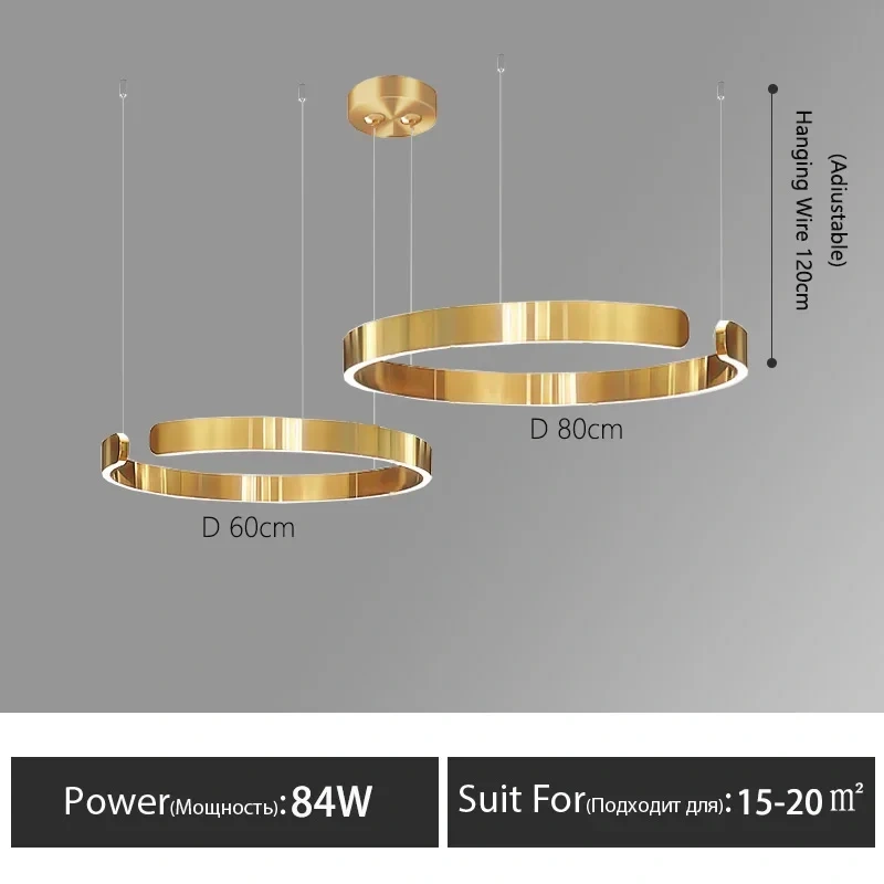 Nordic Rings Pendant Chandelier Lamp Modern Minimalist Dining Living Room Central Dining Table Lighting Hanging Suspen Fixtures