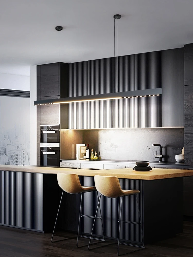 Minimalist dining room chandelier Nordic modern kitchen island table led lamp office without main lamp one word long chandelier