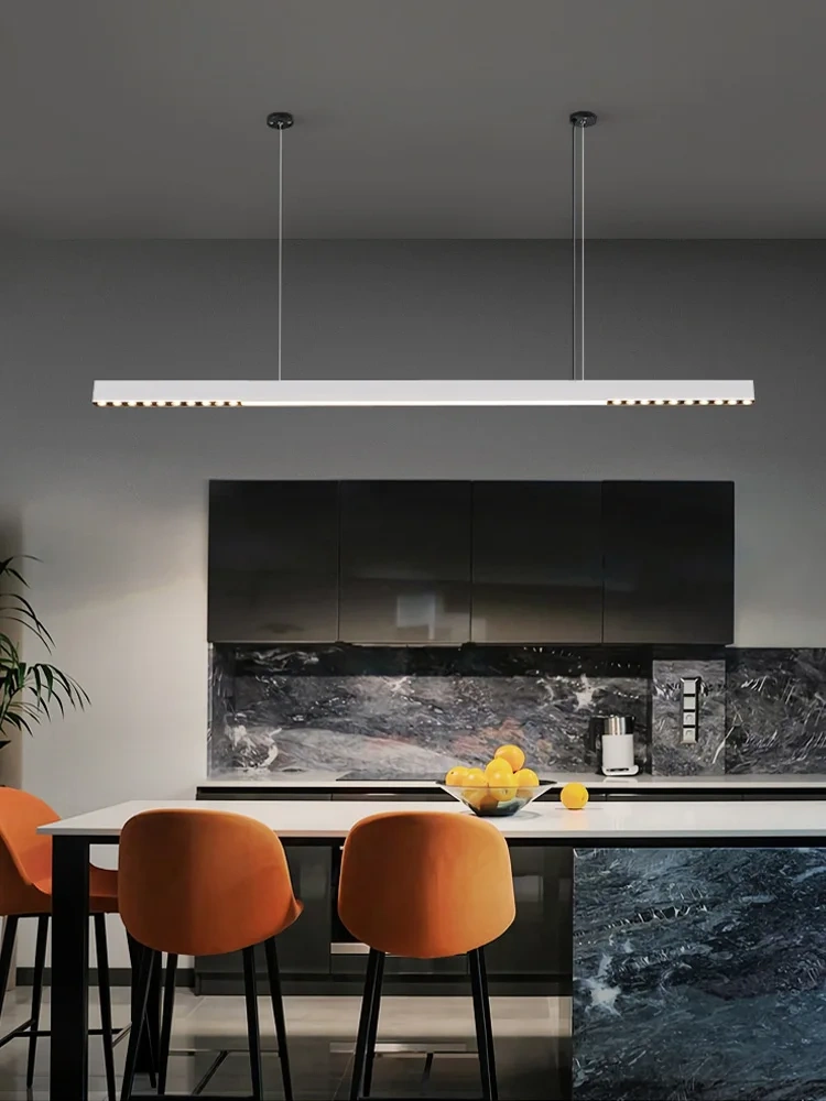 Minimalist dining room chandelier Nordic modern kitchen island table led lamp office without main lamp one word long chandelier