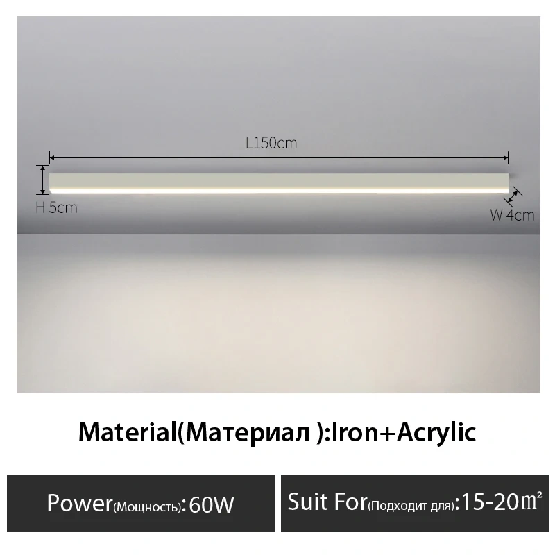 surface mounted linear lamp minimalist Long strip led lamps Balcony aisle cloakroom living room dining room ceiling lamp Black