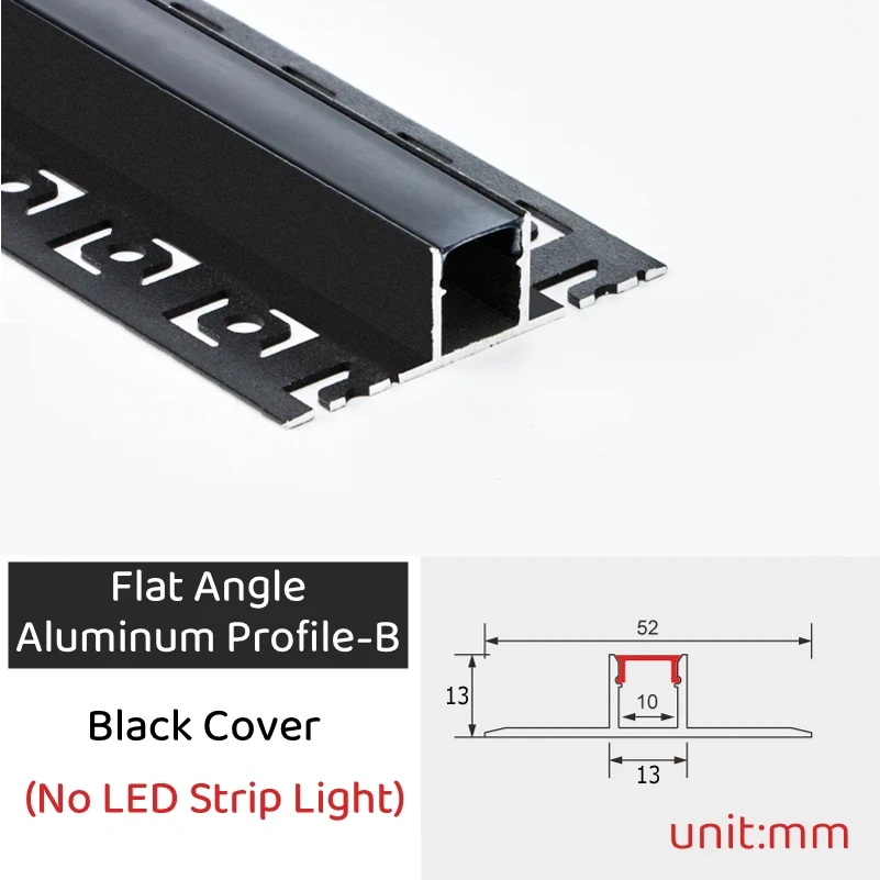 0.5m/1m/pcs Rimless Black LED Aluminum Profiles Invisible Embedded Ceiling Drywall Channels Wall Decor Bar Linear Strip Lighting