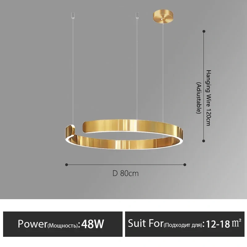 Nordic Rings Pendant Chandelier Lamp Modern Minimalist Dining Living Room Central Dining Table Lighting Hanging Suspen Fixtures