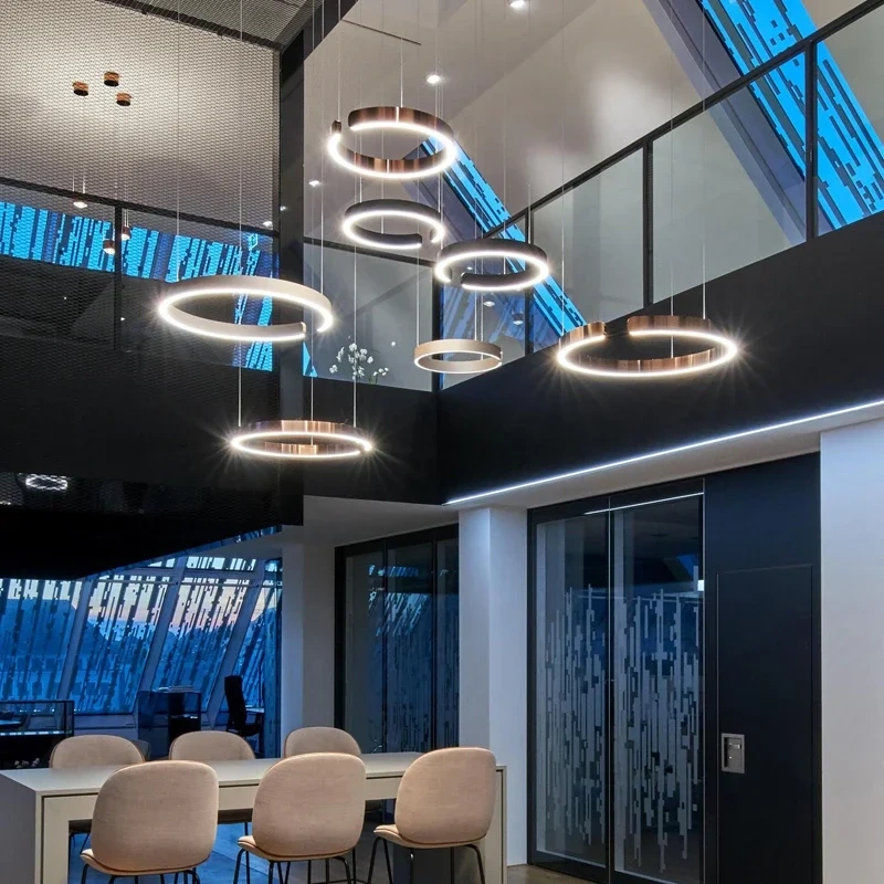 Nordic Rings Pendant Chandelier Lamp Modern Minimalist Dining Living Room Central Dining Table Lighting Hanging Suspen Fixtures