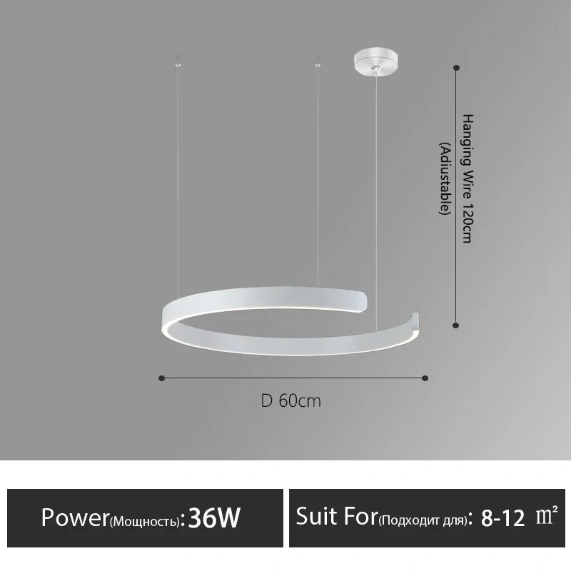 Nordic Rings Pendant Chandelier Lamp Modern Minimalist Dining Living Room Central Dining Table Lighting Hanging Suspen Fixtures