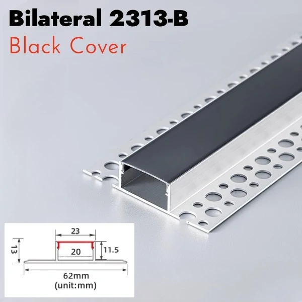 Borderless Ceiling Edge LED Aluminum Profile Recessed Embedded Channel Black Diffuser Wall Floor Stair Bathroom Bar Strip Lights