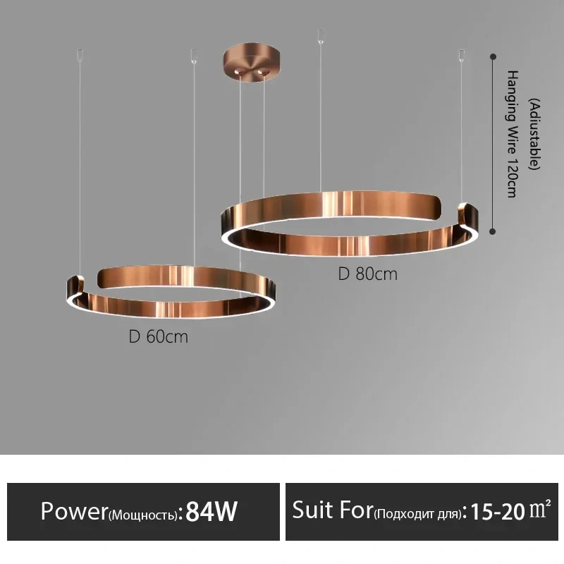 Nordic Rings Pendant Chandelier Lamp Modern Minimalist Dining Living Room Central Dining Table Lighting Hanging Suspen Fixtures