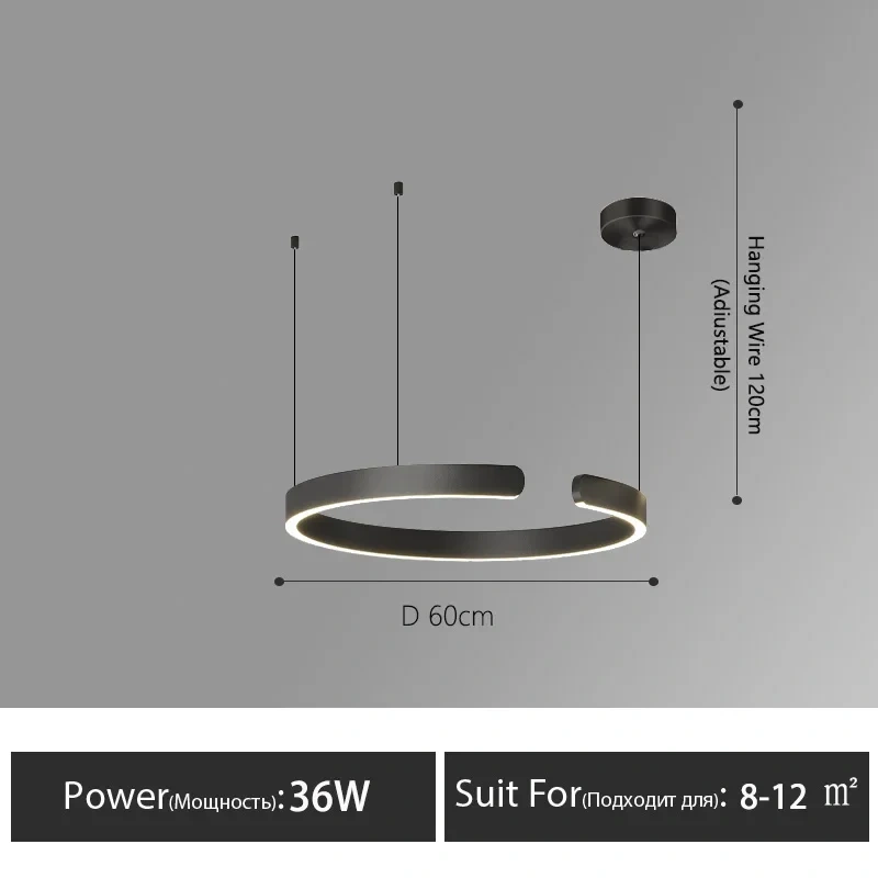Nordic Rings Pendant Chandelier Lamp Modern Minimalist Dining Living Room Central Dining Table Lighting Hanging Suspen Fixtures