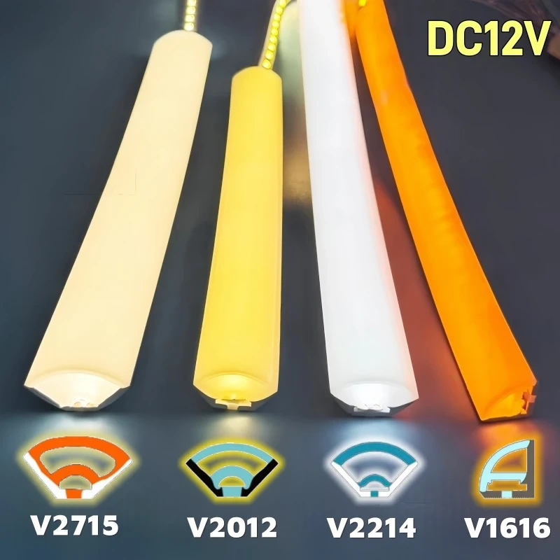 V-Shaped LED Neon Rope Lamp Flexible Silicone Tube Diffuser Channel DC12V Waterproof Cabinet Stair Corner Decor Neon Strip Light