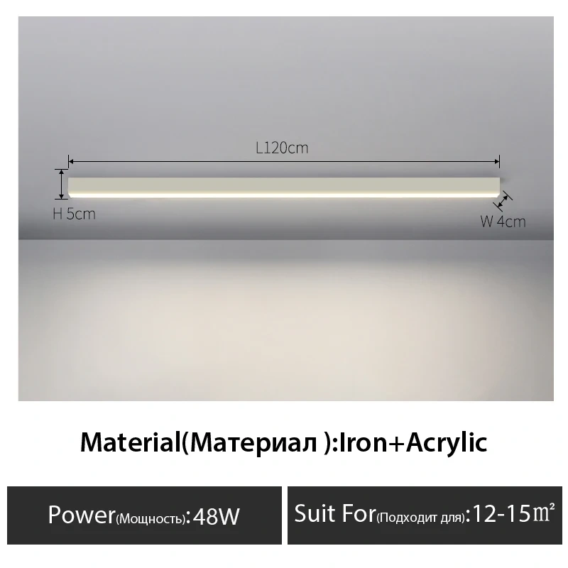 surface mounted linear lamp minimalist Long strip led lamps Balcony aisle cloakroom living room dining room ceiling lamp Black