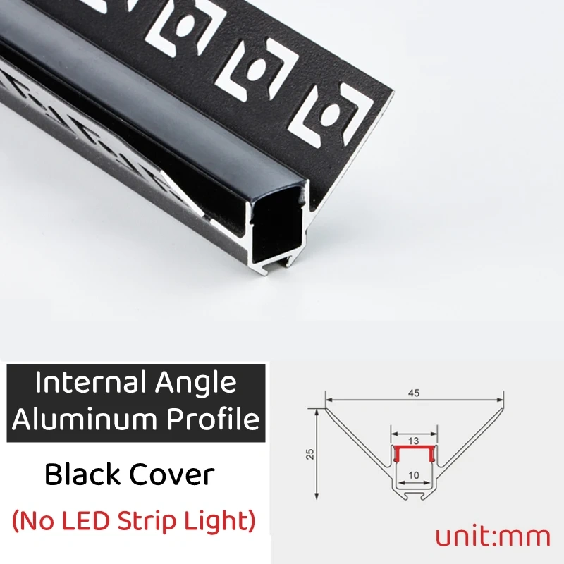 0.5m/1m/pcs Rimless Black LED Aluminum Profiles Invisible Embedded Ceiling Drywall Channels Wall Decor Bar Linear Strip Lighting