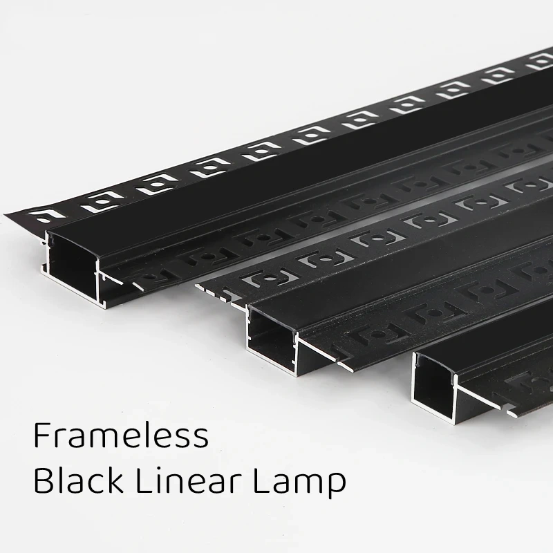 0.5m/1m/pcs Rimless Black LED Aluminum Profiles Invisible Embedded Ceiling Drywall Channels Wall Decor Bar Linear Strip Lighting