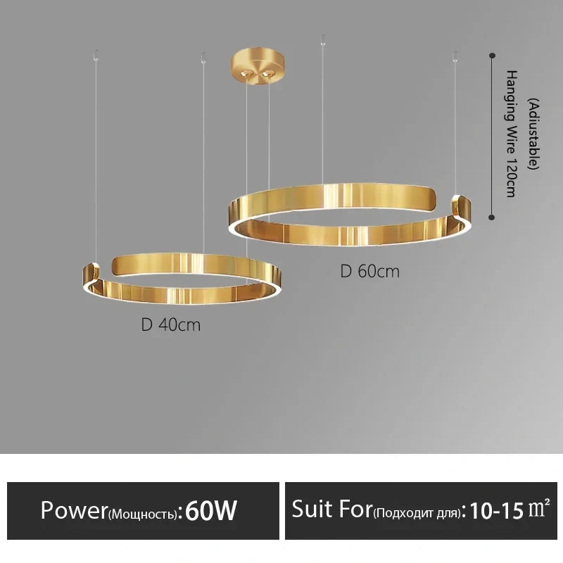 Nordic Rings Pendant Chandelier Lamp Modern Minimalist Dining Living Room Central Dining Table Lighting Hanging Suspen Fixtures