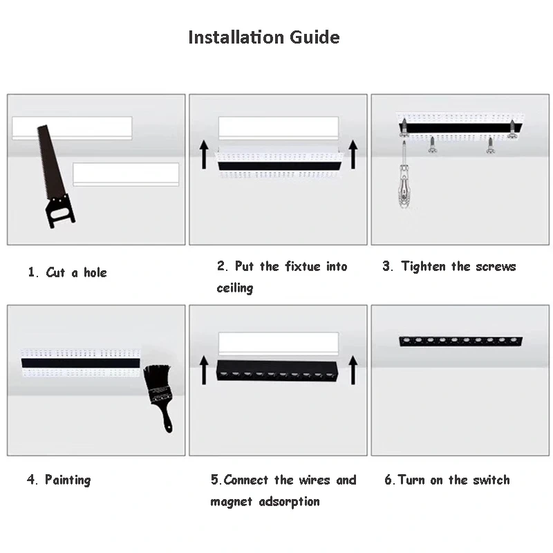 Unvisible Led Spotlights Unit Magnetic Linear Simple Design 220V Dimming Embedded Light for Living Room, Bedroom Easy To Replace