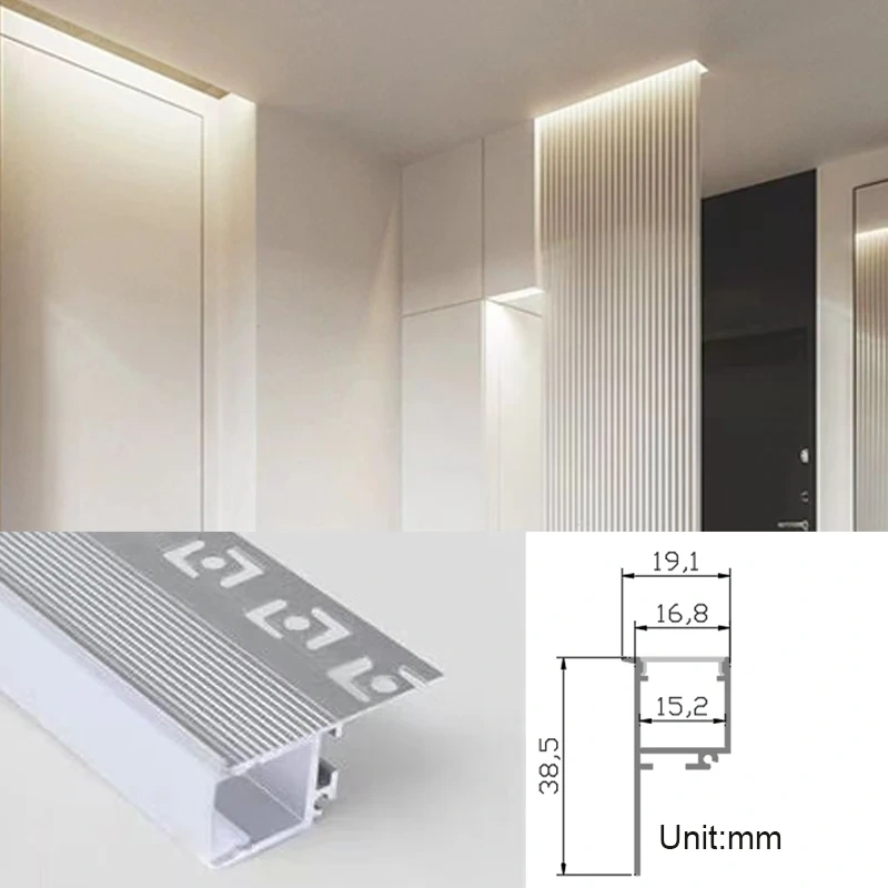 Embedded Trimless LED Aluminum Profile Hidden Drywall Plaster Board Backlight Ceiling Linear Hard Bar Strip Lighting