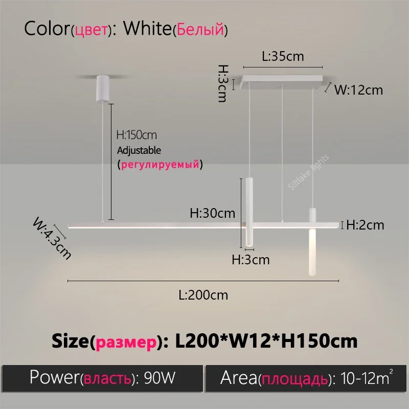 Linear Chandelier Modern LED lapms Ceiling Suspension Lighting Dining Room Lights Suitable for Restaurant Kitchen Island Bar