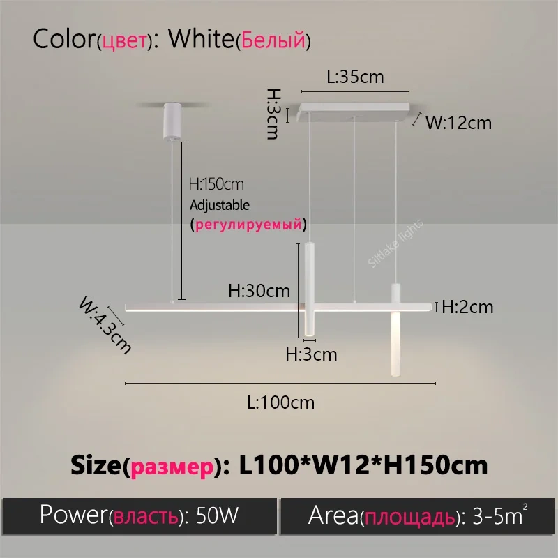Linear Chandelier Modern LED lapms Ceiling Suspension Lighting Dining Room Lights Suitable for Restaurant Kitchen Island Bar