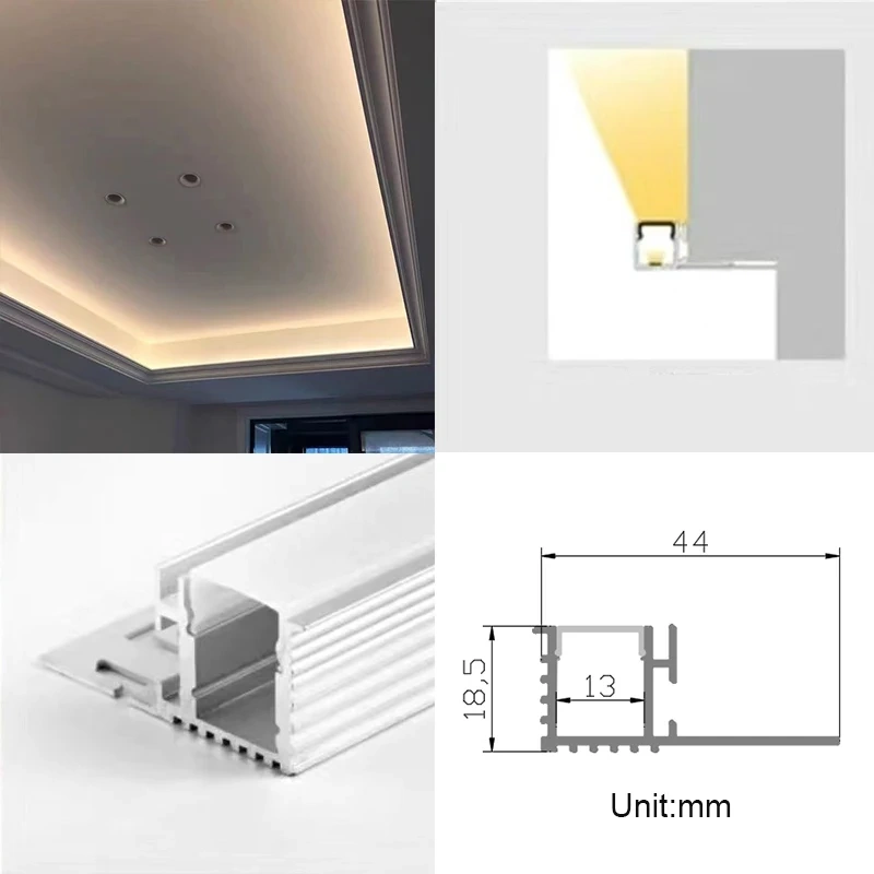 Embedded Trimless LED Aluminum Profile Hidden Drywall Plaster Board Backlight Ceiling Linear Hard Bar Strip Lighting