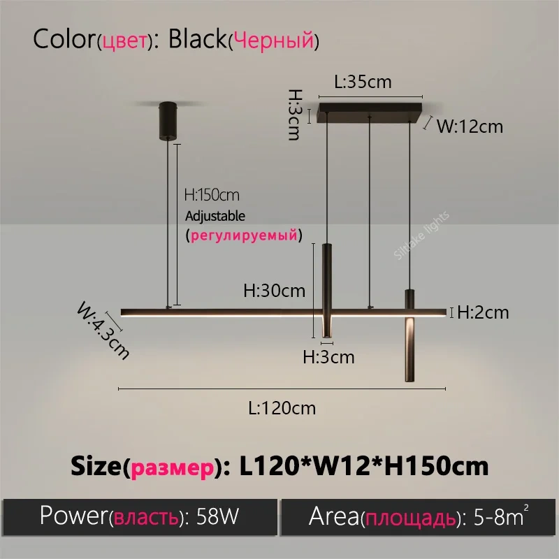 Linear Chandelier Modern LED lapms Ceiling Suspension Lighting Dining Room Lights Suitable for Restaurant Kitchen Island Bar