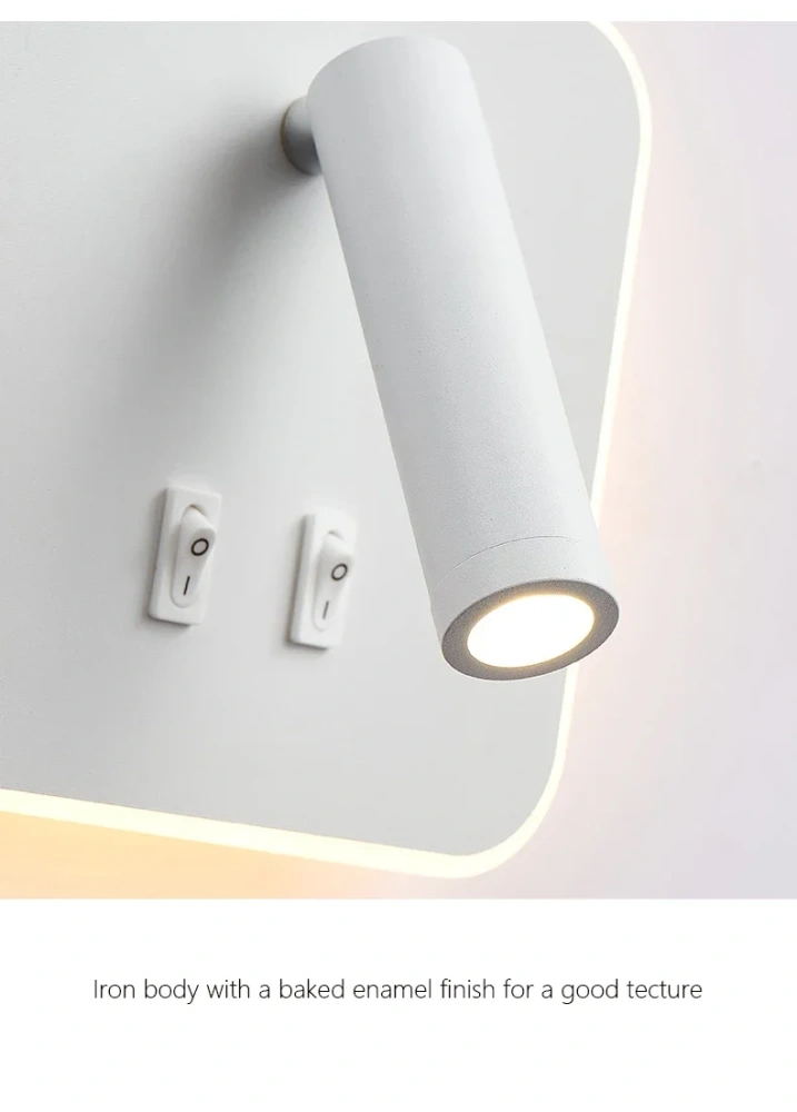 Modern Minimalist Led Wall Lamp USB Charging Indoor Bedroom Lamp Hotel Bedside Reading Lamp Wall Lights Sconce Switch AC 90~240V