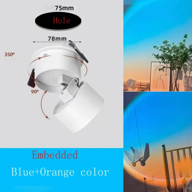 Modern LED Sunset Lamp Adjustable Angle Ceiling Lights Surface Mounted Washing Spotlight Living Room Hallway Wall Sconce Bedroom