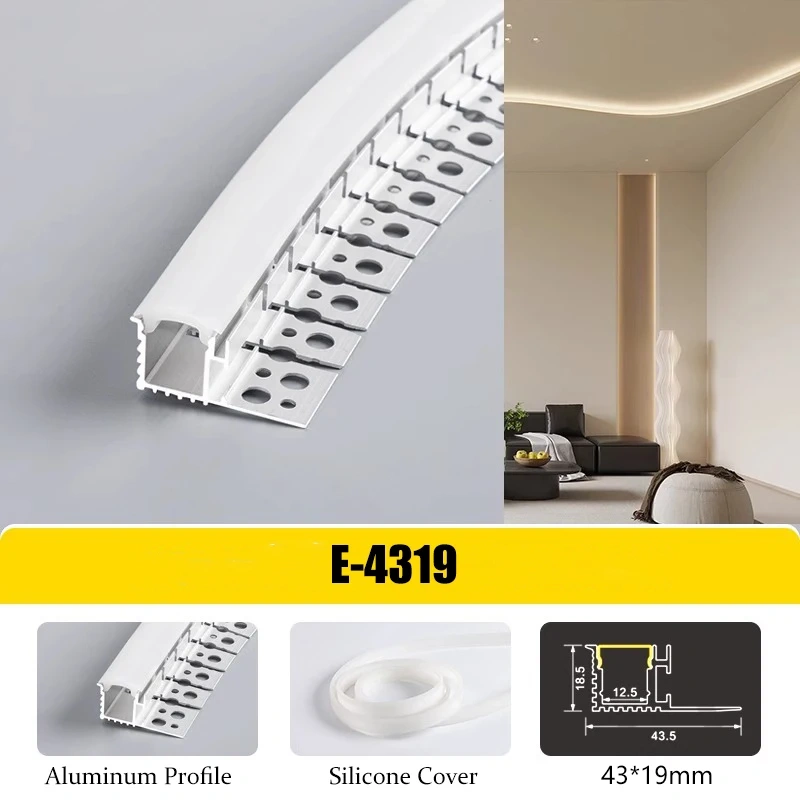 White curved LED aluminum profile for ceiling lighting