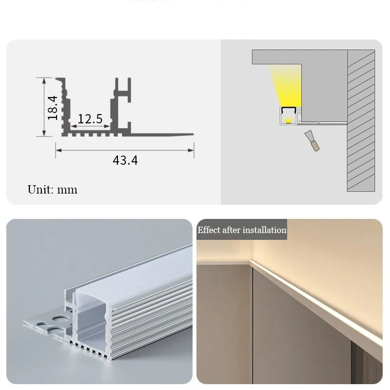 Recessed Curved Led Aluminum Profile Bendable Linear Lamp Ceiling Corner Return Light Circular Ceiling Indoor Ambient Lighting