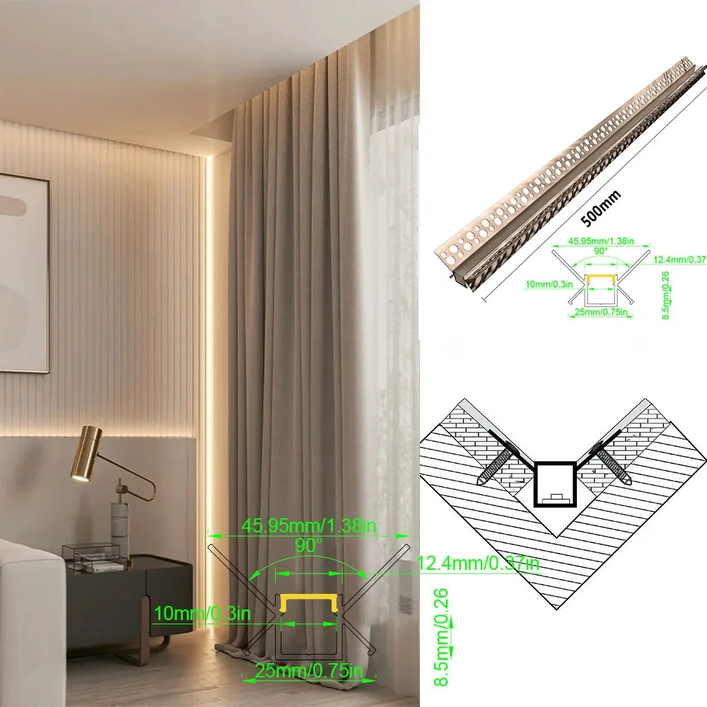 50x22mm 1pcs 0.5m Aluminium LED Strip Light Profile Recessed Mounting Ceiling Wall Decoration DIY Shapes Unleash Creativity