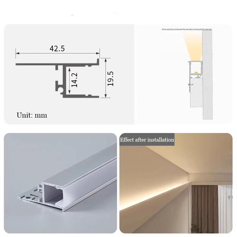 Recessed Curved Led Aluminum Profile Bendable Linear Lamp Ceiling Corner Return Light Circular Ceiling Indoor Ambient Lighting