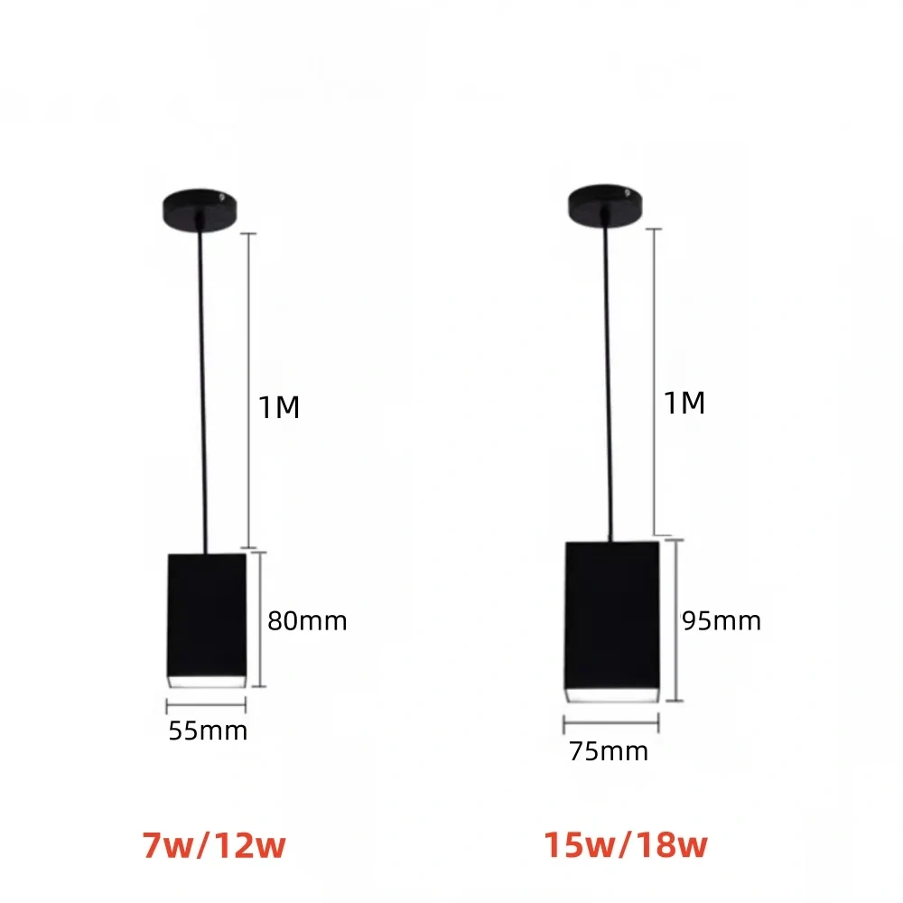 Dimmable 9W/12W Square Surface LED COB Tube Light for Indoor Lighting AC110V/220V Ceiling Mounted Hanging Line Spot without Open