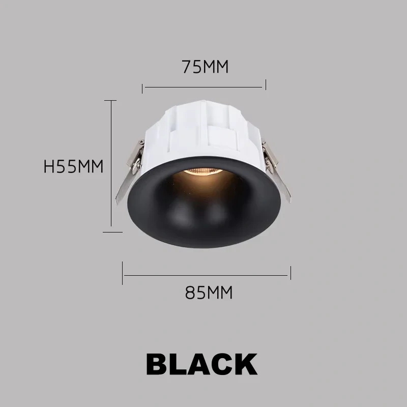 Dimmable Recessed LED COB Embedded Ceiling Lamp Fixture Downlight Focus Spotlight Beam Angle 15°24°36° Wine Cabinet Hole 75mm