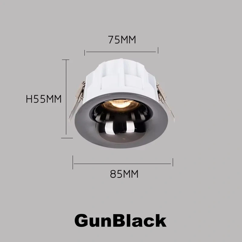 Dimmable Recessed LED COB Embedded Ceiling Lamp Fixture Downlight Focus Spotlight Beam Angle 15°24°36° Wine Cabinet Hole 75mm