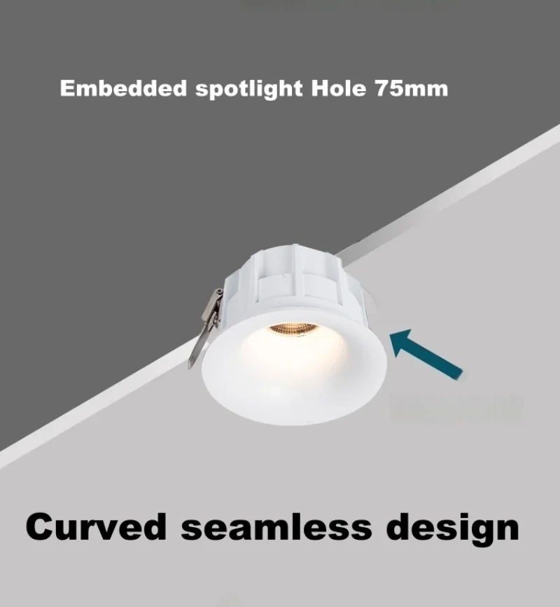 Dimmable Recessed LED COB Embedded Ceiling Lamp Fixture Downlight Focus Spotlight Beam Angle 15°24°36° Wine Cabinet Hole 75mm