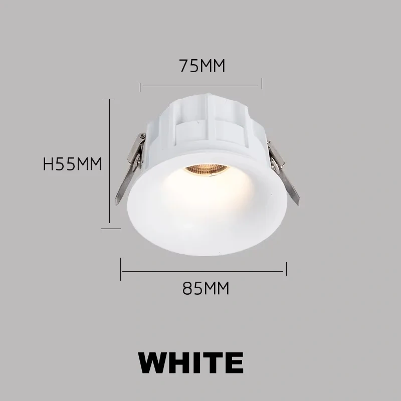 Dimmable Recessed LED COB Embedded Ceiling Lamp Fixture Downlight Focus Spotlight Beam Angle 15°24°36° Wine Cabinet Hole 75mm