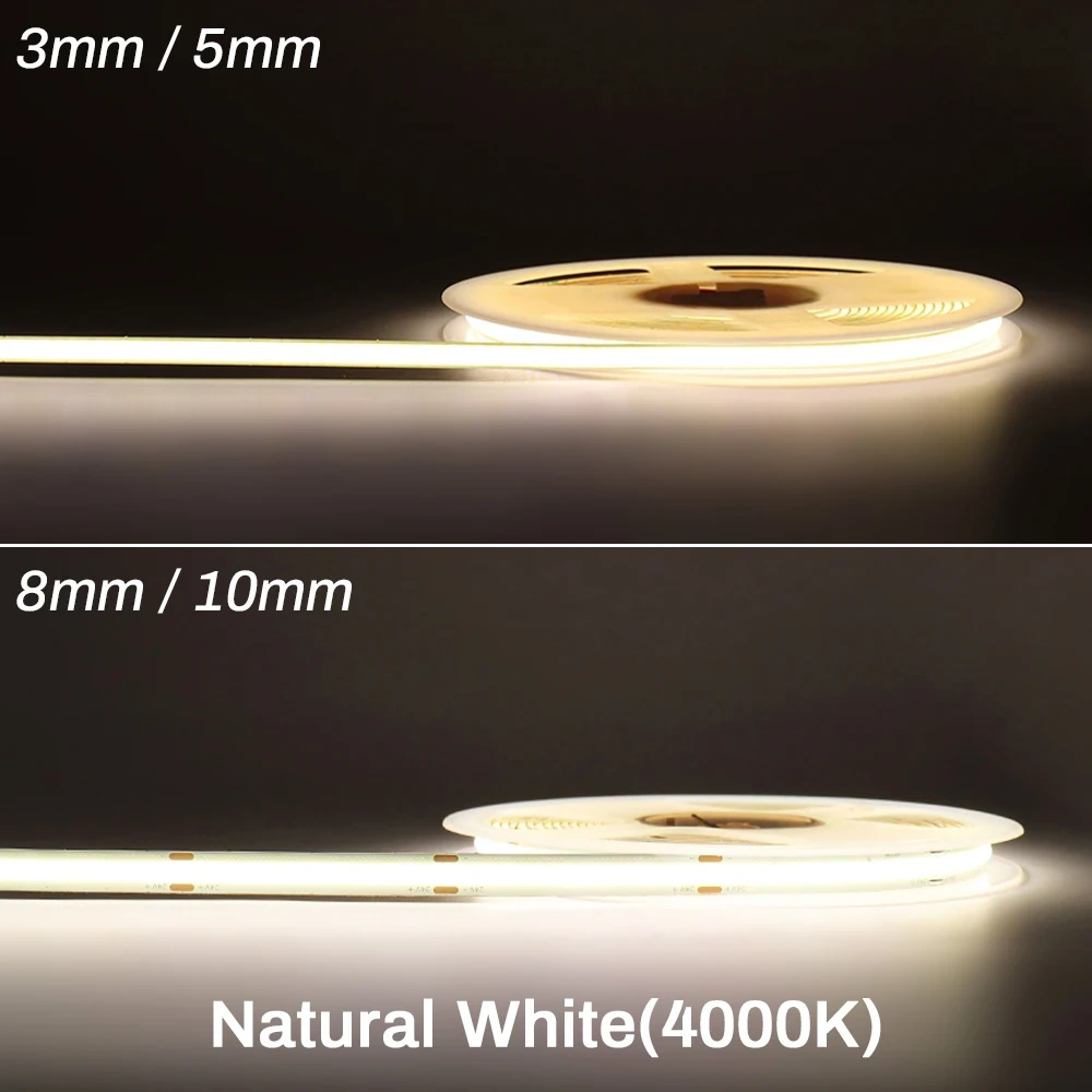 3mm 5mm COB LED Strip 12V 24V Dimmable 3000K 4000K 6000K High Density Flexible LED Light For Home Decor RA90 LED Strip Lights