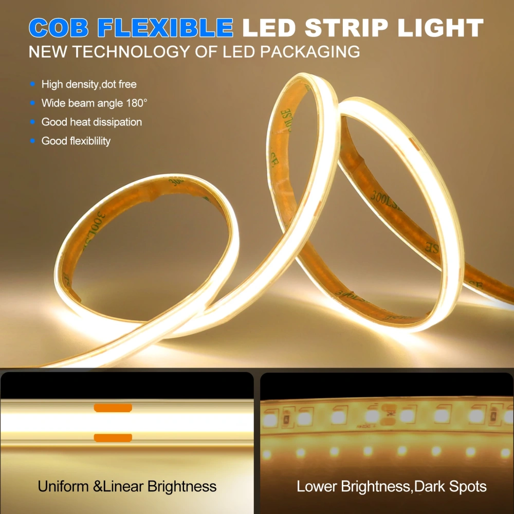 12V 24V COB LED Strip Flexible Tape Light 480Leds/m High Density Linear Lighting 3000K/4000K/6000K IP67 Waterproof Ribbon Diode