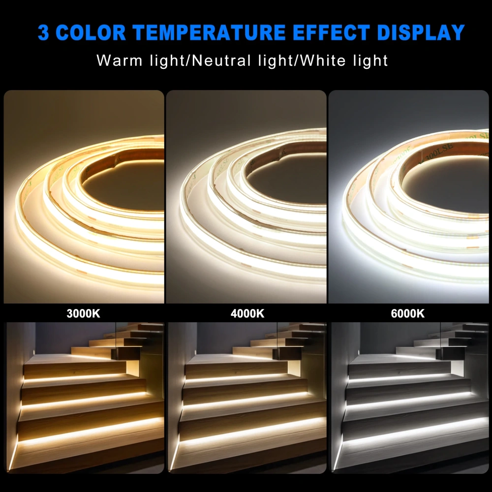 12V 24V COB LED Strip Flexible Tape Light 480Leds/m High Density Linear Lighting 3000K/4000K/6000K IP67 Waterproof Ribbon Diode