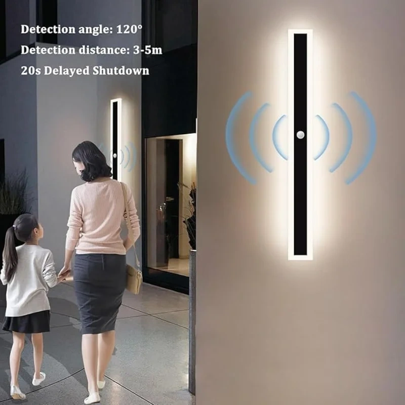 Outdoor Wall Light With Motion Sensor 110- 240V IP65 Waterproof Porch Lamp LED Long Garden Lamp Villa Garage Lighting Fixture