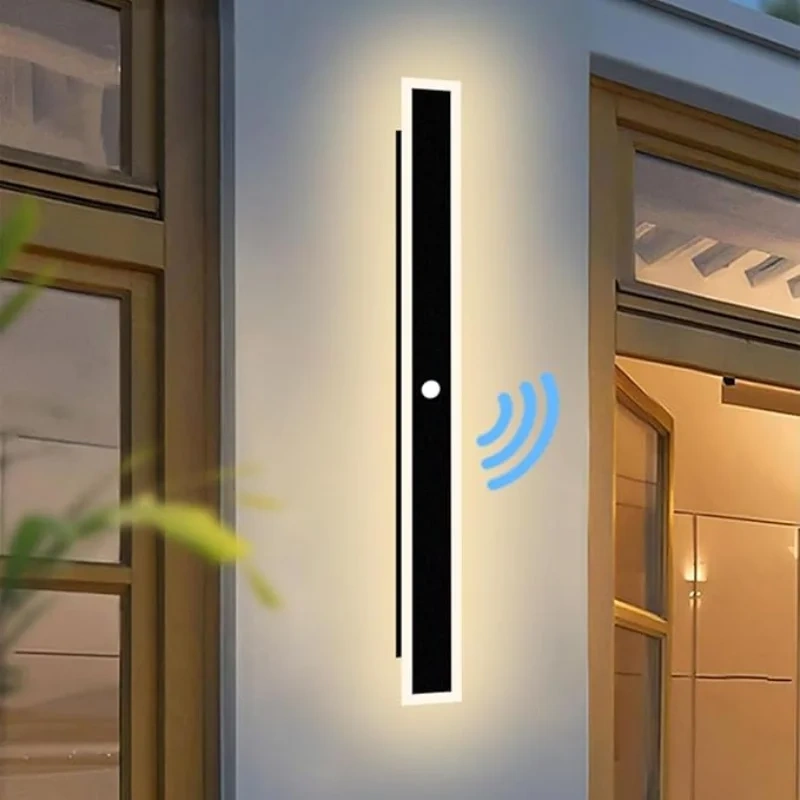 Outdoor Wall Light With Motion Sensor 110- 240V IP65 Waterproof Porch Lamp LED Long Garden Lamp Villa Garage Lighting Fixture