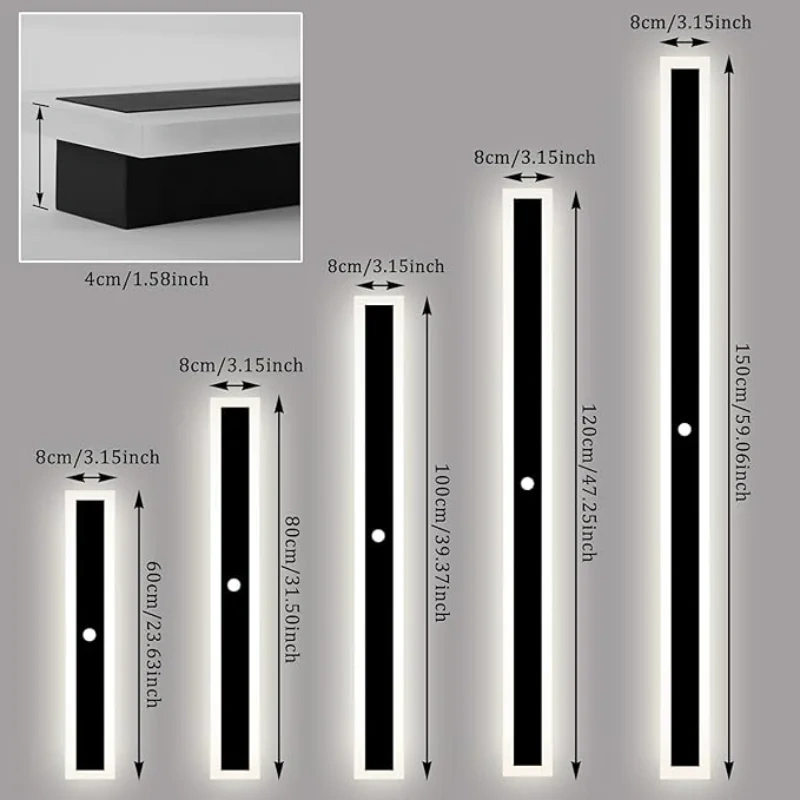 Outdoor Wall Light With Motion Sensor 110- 240V IP65 Waterproof Porch Lamp LED Long Garden Lamp Villa Garage Lighting Fixture