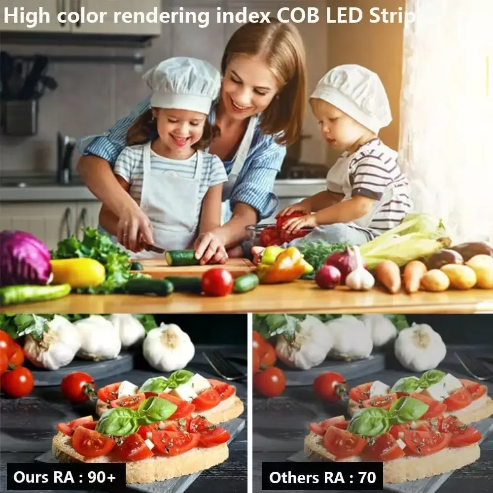 High Cri Ra90 5M/Roll Dotless Flexible Cuttable Dc 5v Cob Led Strip Light 3mm 5mm 8mm Flex Fob Cob Led Strip