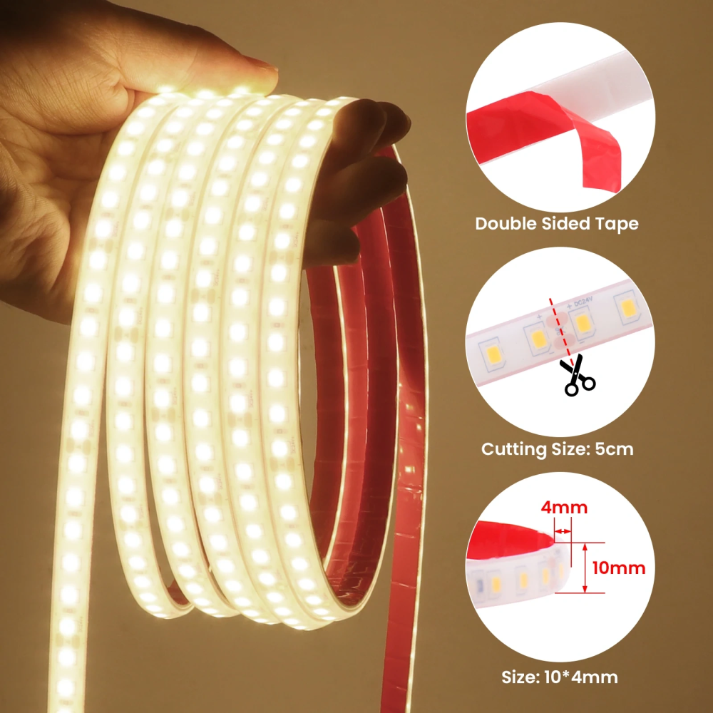 IP68 Waterproof LED Strip Light 12V 2835 120Leds/m Outdoor Home Decor Ribbon Rope LED Light Stripe 3000K 4000K 6000K Diode Tape