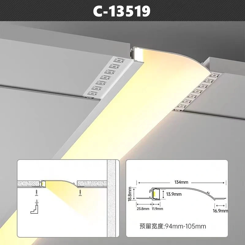 Ceiling LED Aluminum Profile Invisible Frameless Gypsum Channel Top Corner Line Lamp Waistline Wall Washer Backlight Light